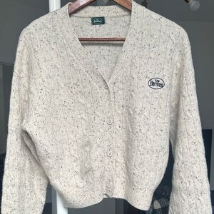 The Barnnet cashmere cropped cardigan sweater with speckles